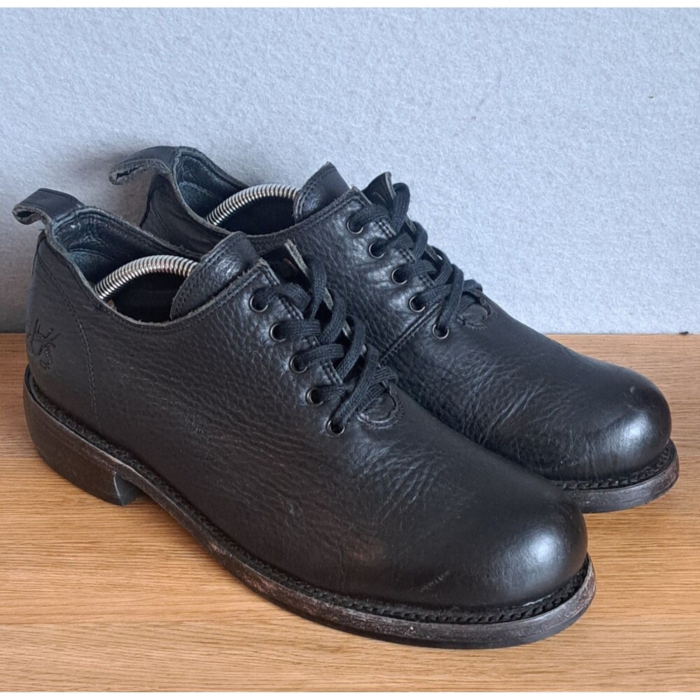 Fluevog Simple Living Winch Women’s 8 Black Leather Wholecut Lace-Up Shoes
